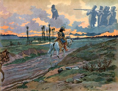 Joachim Murat (1767-1815) vendte tilbage til Napoli efter Leipzigs nederlag i 1813. Gravering af Jacques Marie Gaston Onfray de Breville dit Job (1858-1931) af pseudonym for Onfray de Breville Jacques Job