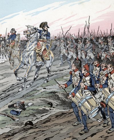 Napoleon Bonaparte under slaget ved Marengo (1800) af pseudonym for Onfray de Breville Jacques Job