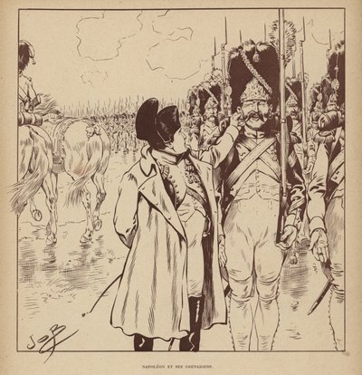 Napoleon og hans grenaderer (litho) af pseudonym for Onfray de Breville Jacques Job