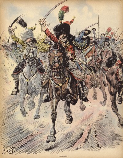 Ladningen (farve litho) af pseudonym for Onfray de Breville Jacques Job