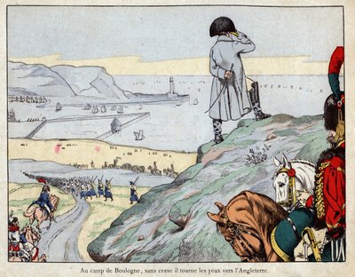 Project of attack of England by English army led by Napoleon from Boulogne-sur-Mer camp in march 1803 - lithograph by Jobdani af pseudonym for Onfray de Breville Job
