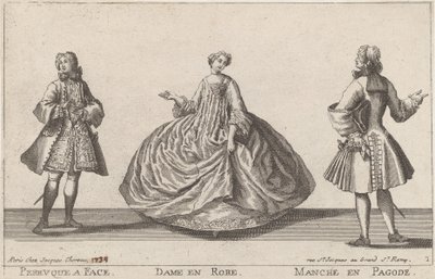 Ansigt paryk/dame i kjole/pagoda ærme af published by Jacques Chéreau