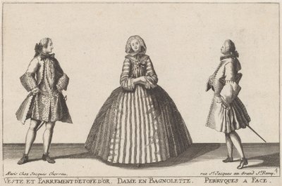Jakke og Guld Klæde Facing/Dame i Bagnolette/Faced Parykker af published by Jacques Chéreau