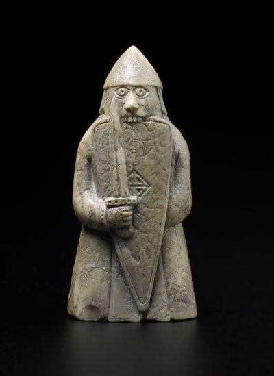 Lewis Chesspiece - Bersærker (hvalros elfenben) af school Scandinavian