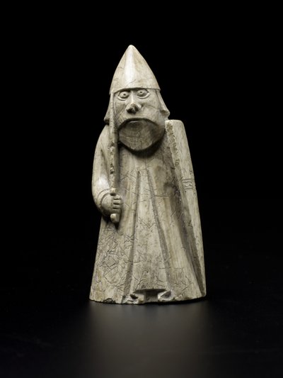 Lewis Chesspiece - Warder (hvalros elfenben) af school Scandinavian