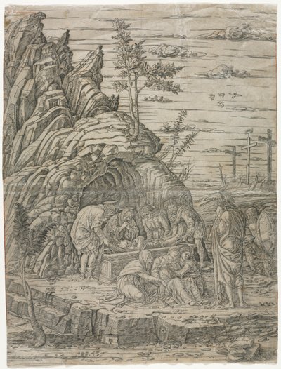 Begravelsen med de fire fugle af school of Andrea Mantegna
