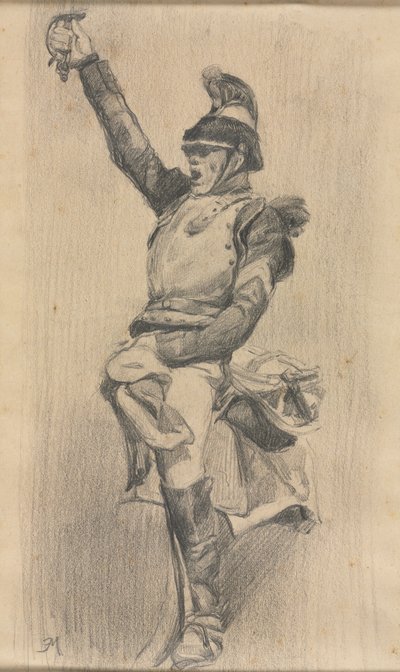 Soldat med løftet arm af studio of A. W. A. Plâté Studio (Ceylonese)