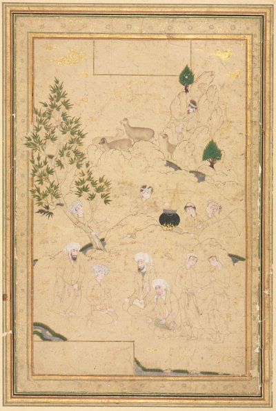 Picnic i bjergene; Enkeltsideillustration af style of Muhammadi