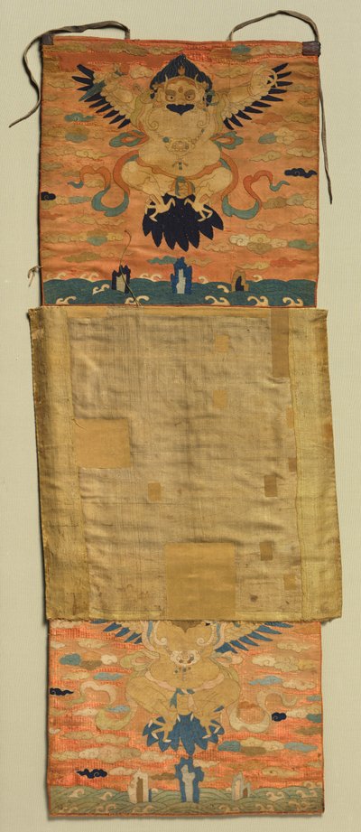Vajrapani broderet montering med Garuda, maleri 1600-tallet, broderi ca. 1300. af the Tenth Black Hat Karmapa Chöying