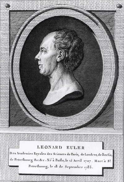 Portræt af Leonard Euler (1707-83) (gravering) (s/h foto) af the Younger Dupin