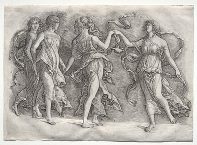 Fire dansende muser, ca. 1497. af the so called Premier Engraver