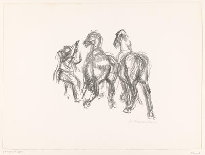Mennesker og heste af unknown (signed by artist)