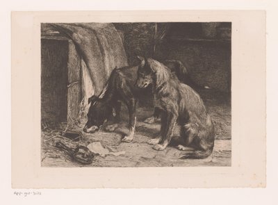 To hunde i en rottefælde af van den Eyken (attributed to)