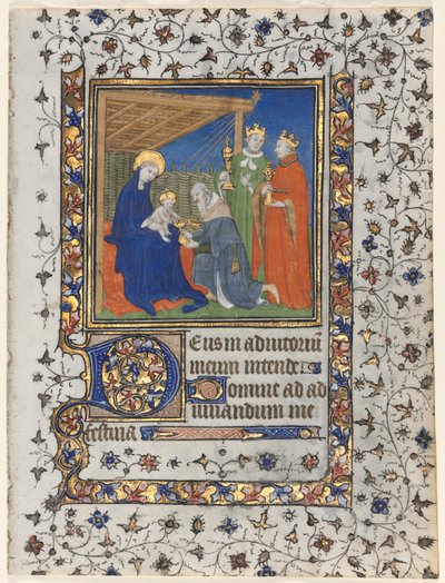 Bifolio fra a Book of Hours: Adoration of the Magi af workshop of Boucicaut Master