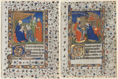 Bifolio fra en timebog: Tilbedelse af magi og kroning af jomfruen af workshop of Boucicaut Master