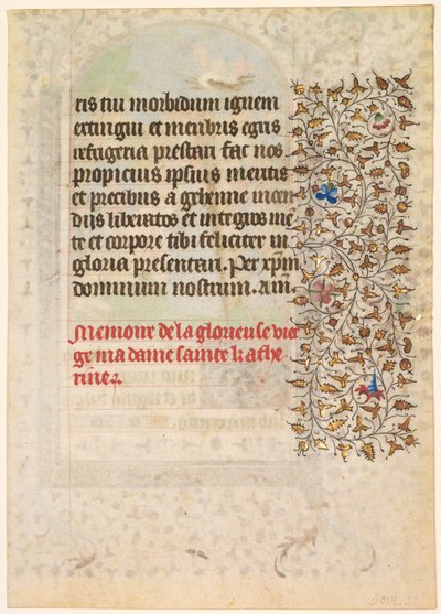 Blad fra en timebog: Tekst (verso) af workshop of Boucicaut Master