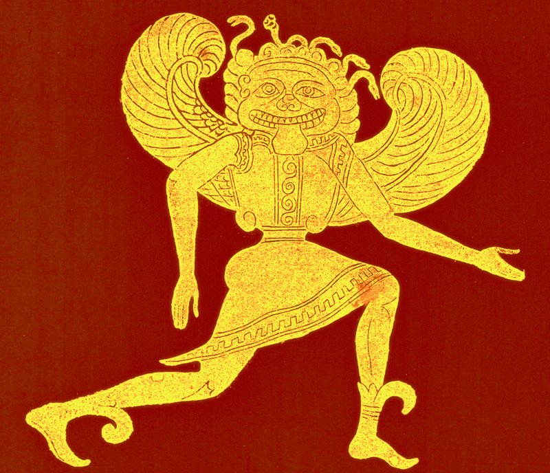 Etruskisk gorgon, fra Campana Museum, illustration fra 