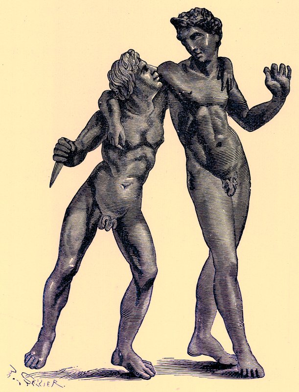 Gruppe i bronze fundet i Palestrina (Praeneste), illustration fra 