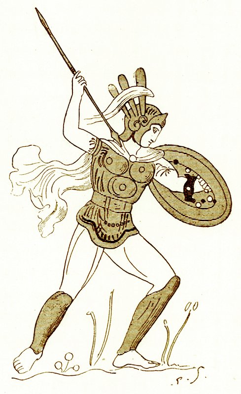 Samnite warrior, efter en malet vase i Louvre, illustration fra 