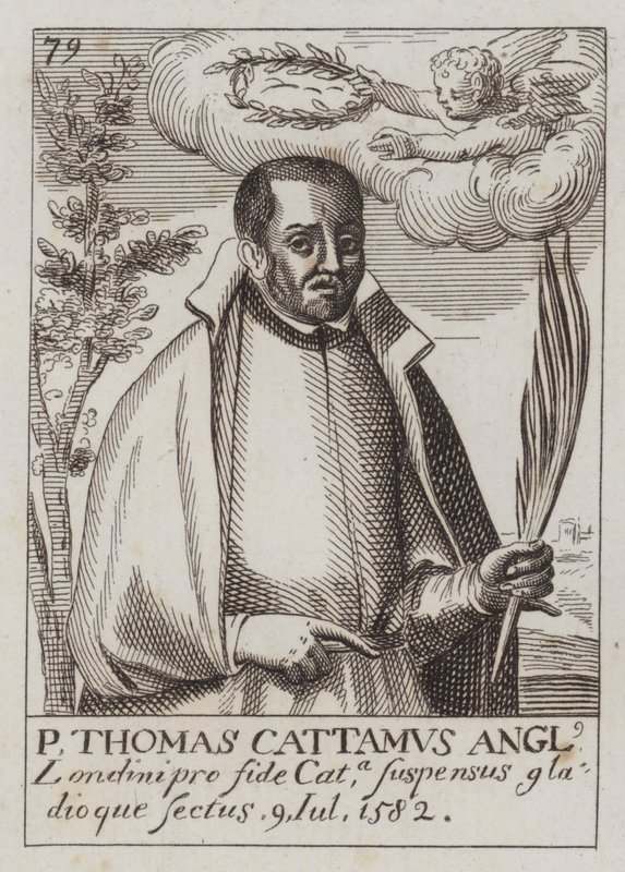 Thomas Cottam, engelsk katolsk præst og martyr (gravering) af (after) English School