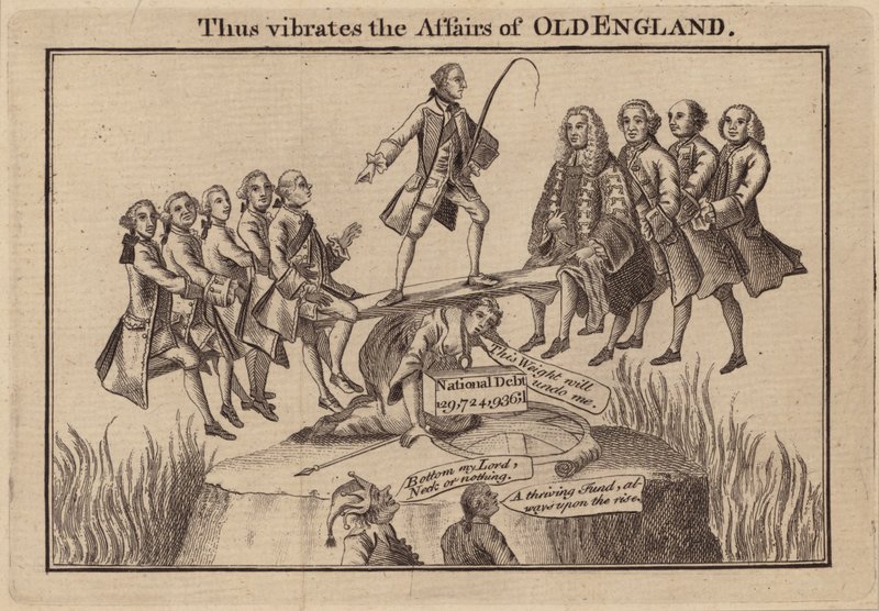 Således vibrerer det gamle Englands anliggender (gravering) af (after) English School