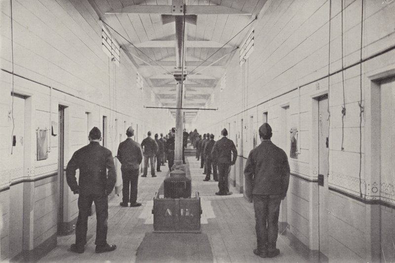 A Muster of Hooligans, Borstal Prison (s/h-billede) af (after) English photographer