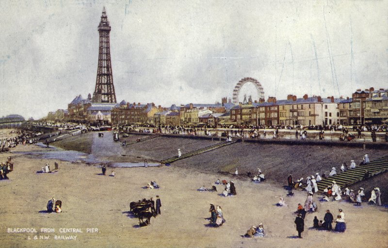 Blackpool fra Central Pier (farvet foto) af (after) English photographer