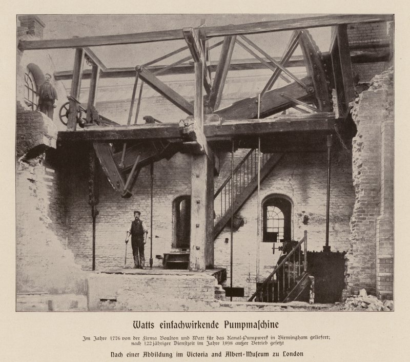 Boulton  Watt enkeltvirkende pumpemotor (s/h-foto) af (after) English photographer
