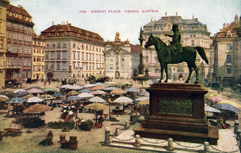 Market Place, Wien, Østrig (farvefoto) af (after) English photographer