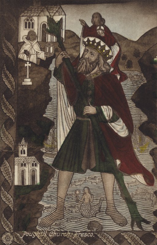 Poughill Church, Fresco (farvefoto) af (after) English photographer