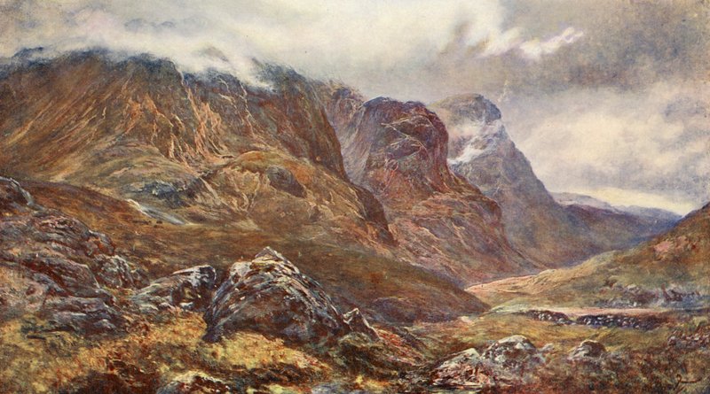 "De tre søstre", Glencoe (farvelitografi) af (after) English photographer