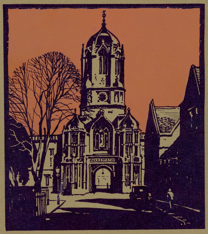 Tom Tower, Christ Church (træsnit) af (after) English photographer
