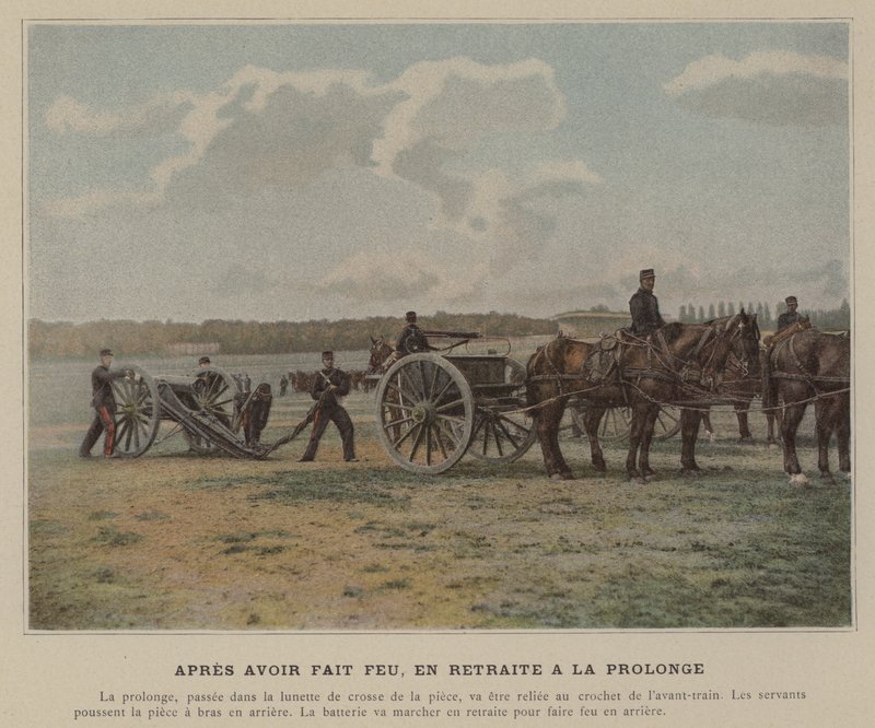 Efter affyring, tilbagetrækning til forlængelse (farvet foto) af (after) French Photographer