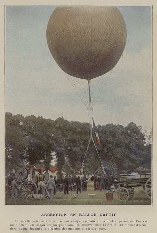 Captive Balloon Ascent (farvet foto) af (after) French Photographer
