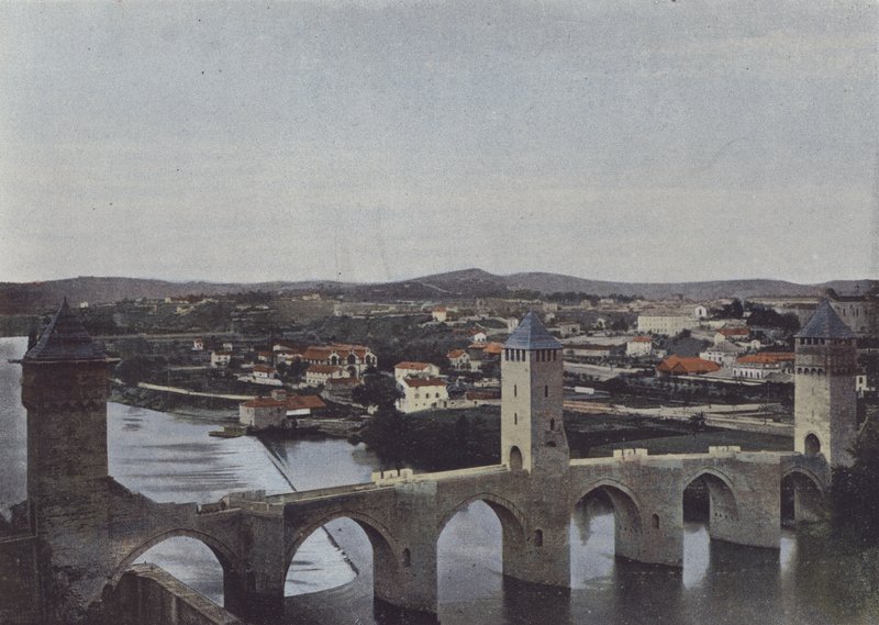Cahors, Pont Valentre (farvet foto) af (after) French Photographer