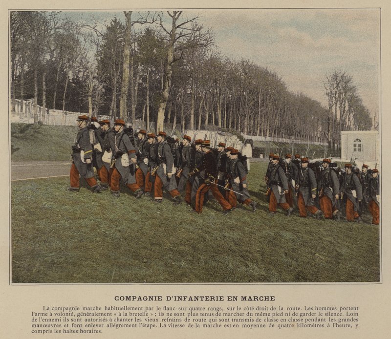 Marching Infantry Company (farvet foto) af (after) French Photographer