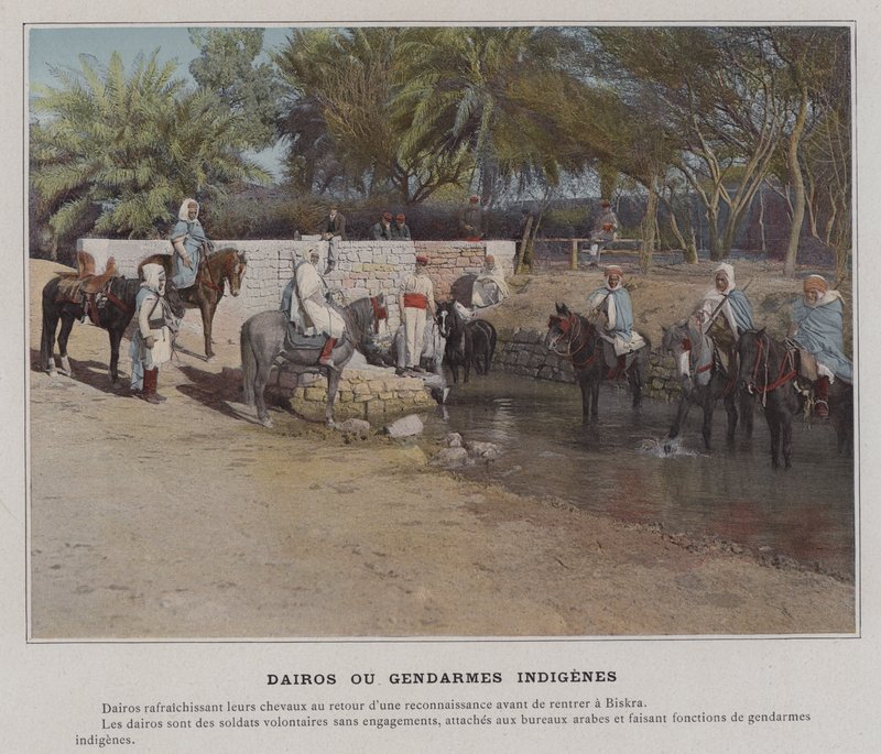 Dairos ou Gendarmes Indigenes (farvet foto) af (after) French Photographer