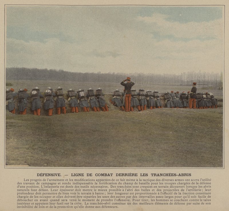 Defensiv, kamplinje bag lyskyttegrave (farvet foto) af (after) French Photographer