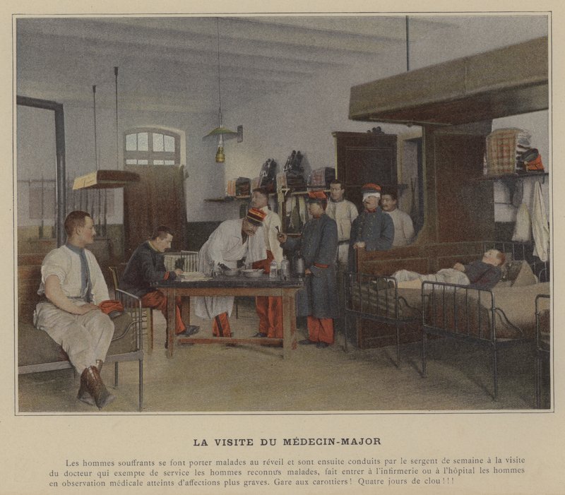 Læge-majorens besøg (farvet foto) af (after) French Photographer