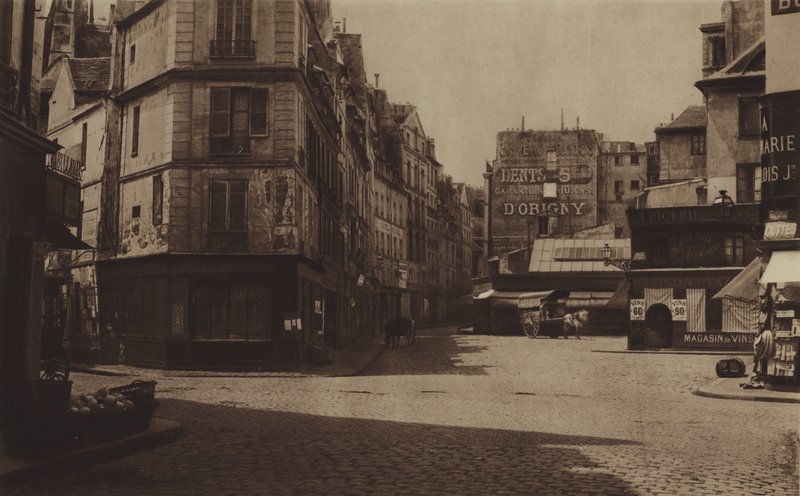 Carrefour Gozlin, i øjeblikket boulevard Saint-Germain, var stedet for Abbaye-fængslet (s/h-foto) af (after) French Photographer