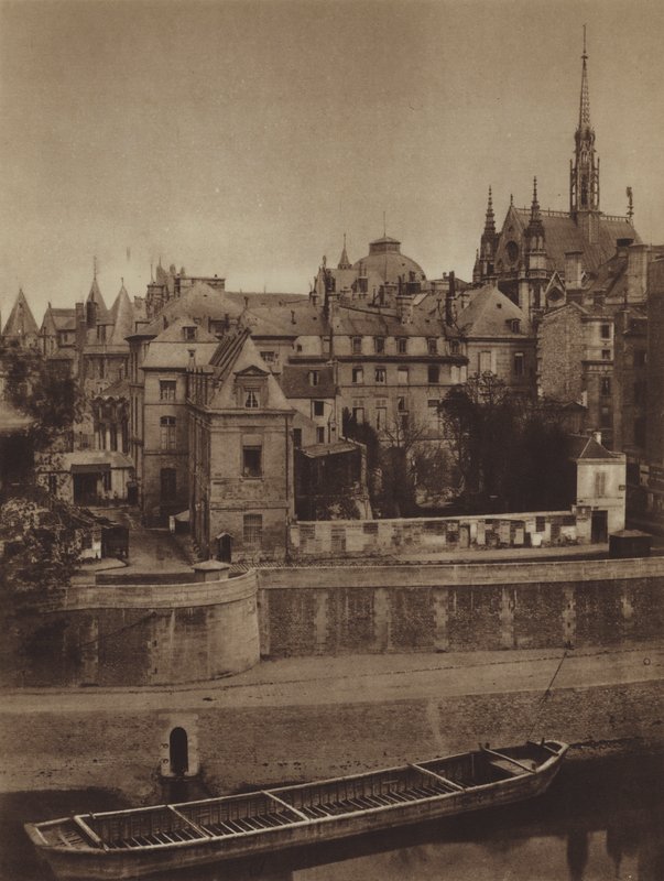 Palais de Justice, set fra Quai des Orfevres i 1862 (s/h foto) af (after) French Photographer
