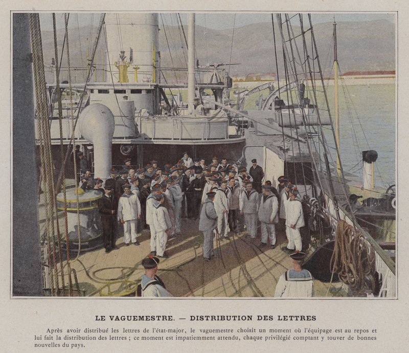 The Vaguemestre, Fordeling af breve (farvet foto) af (after) French Photographer