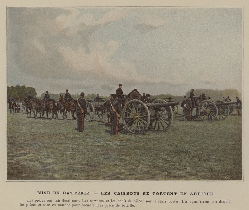 Sæt batteri i, The Caissons Go i ryggen (farvet foto) af (after) French Photographer