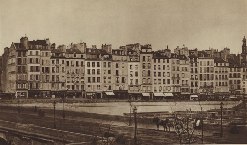 Quai Le Pelletier omkring 1855, nu en del af Quai de Gesvres (s/h-foto) af (after) French Photographer