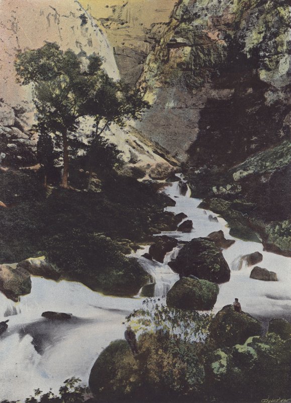Kilde til Sorgue ved Fontaine de Vaucluse (farvet foto) af (after) French Photographer
