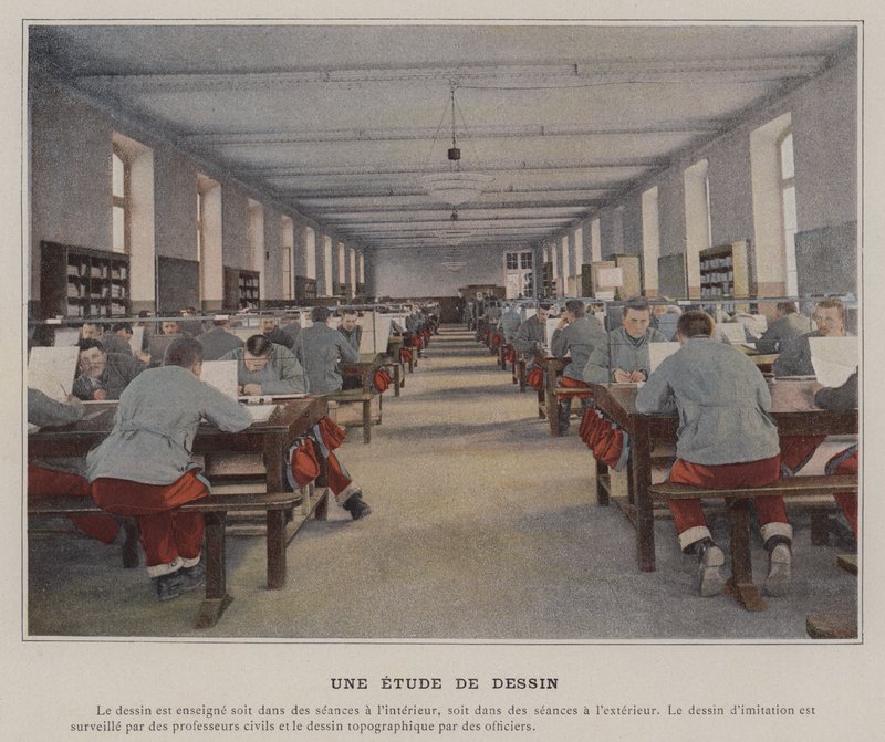 Et tegnestudie (farvet foto) af (after) French Photographer