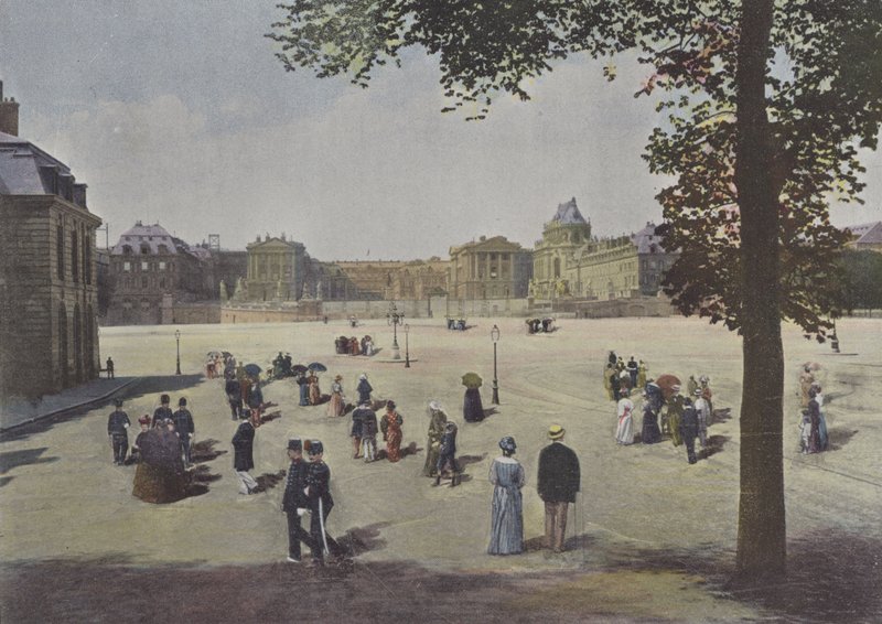 Versailles, generel udsigt over slottet (farvet foto) af (after) French Photographer