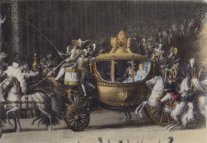 Transport af Napoleon 1, 2. april 1810, Transport af Napoleon 1, 2. april 1810 (farvet foto) af (after) French Photographer