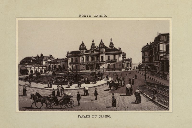 Monte Carlo, Facade du Casino (litografi) af (after) French School