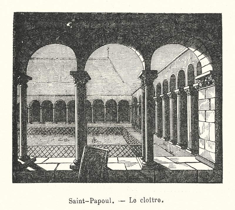 Saint-Papoul, Klosteret (kobberstik) af (after) French School